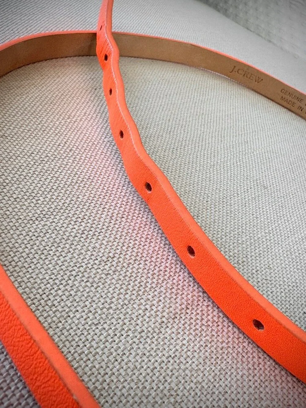 J. Crew Skinny Leather Belt in Neon Orange, Medium
